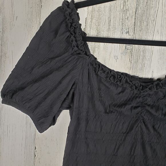 NWT Speechless Black Pucker Sweetheart Knit Short Sleeve Dress Women's Medium - Picture 2 of 12